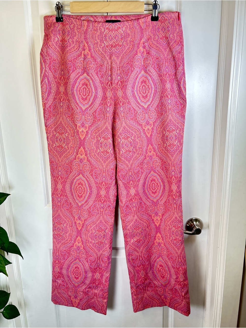 Carlisle Collection Pink Paisley Brocade Stretch Pants Size 14
